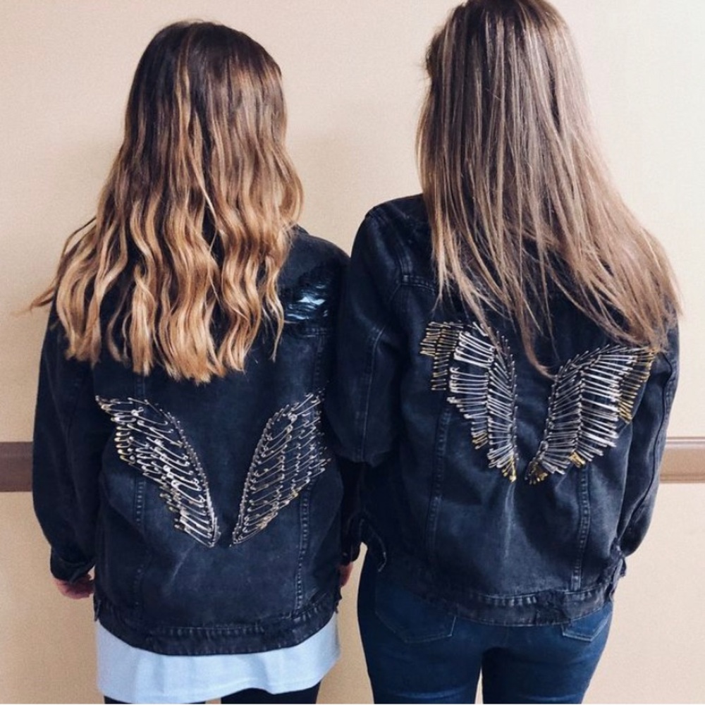 custom black denim jacket